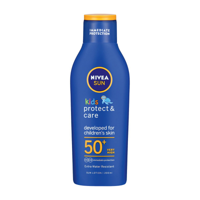 Losion mbrojtës ndaj diellit Nivea Sun Kids Protect & Care 50 SPF, 200 ml
