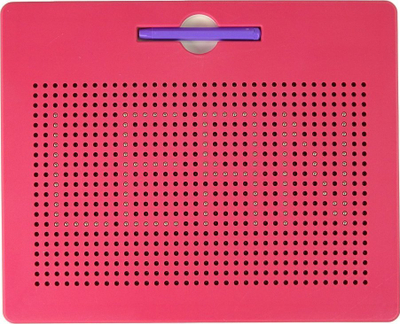 Lojë magnetike edukuese Leantoys Magnetic Beads, me toptha e gjilpëra, tabelë vizatimi, rozë