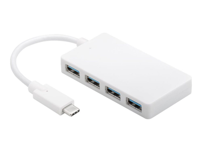 Хаб УСБ Микроконект USB3.1CUSB3, 4 порти УСБ 3.2 Gen 1, УСБ-Ц, бел
