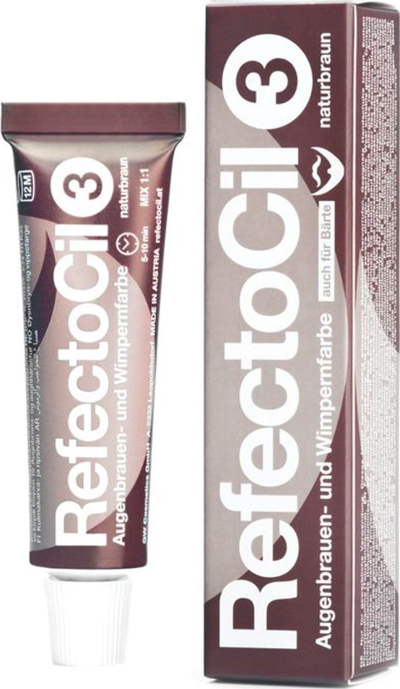 Ngjyrë për vetulla edhe qerpikë RefectoCil 3 Natural Brown, 15 ml, kafe natyrale