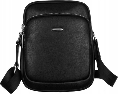 Çantë shpatulle David Jones Messenger, lëkurë ekologjike, për burra, e zezë