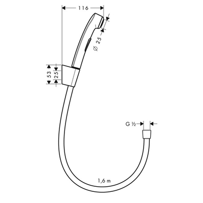 Dush dore për bide Hansgrohe Bidette 32128000, Crometta 85 Variojet, me zorren 1.6m, krom