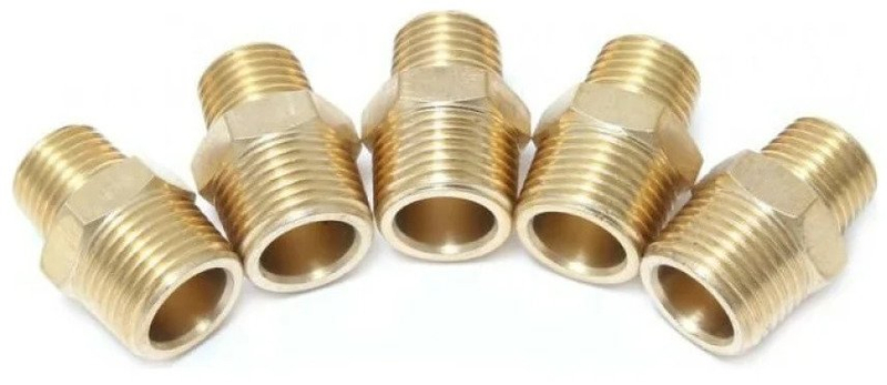 Konektor me fije i dyfishtë Forsage F-MM04/04K, 1/4" x 1/4", set 5 copë, bronzi