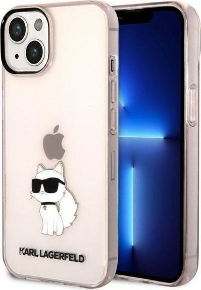 Kapak telefoni Karl Lagerfeld KLHCP14MHNCHTCP, për iPhone 14 Plus, hardcase, rozë