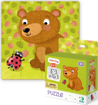 Puzzle dhe fletë për ngjyrosje Dodo "Ariu lodër", 16 pjesë