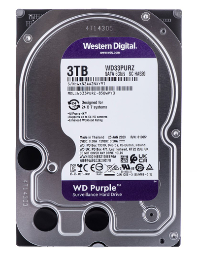 Hard Disk Western Digital WD Purple, 3.5\", 3TB, 5400RPM, 256MB Cache