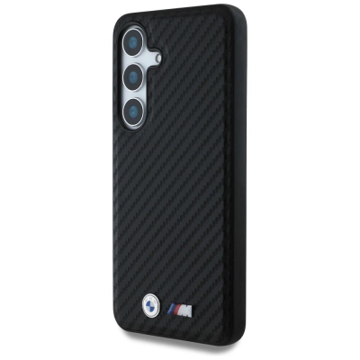 Kllapë telefoni BMW Leather Carbon, MagSafe, për Samsung Galaxy S25, e zezë