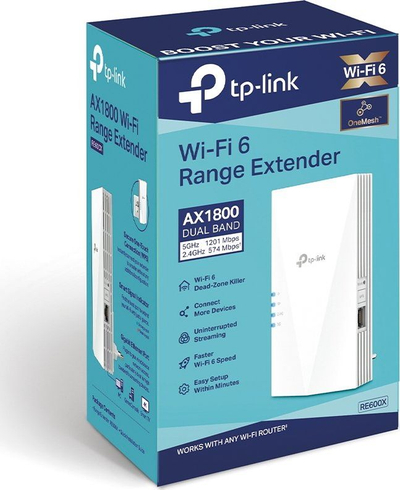 Zgjerues Wi‑Fi TP‑Link AX1800, Wi‑Fi 6, Dual Band, i bardhë
