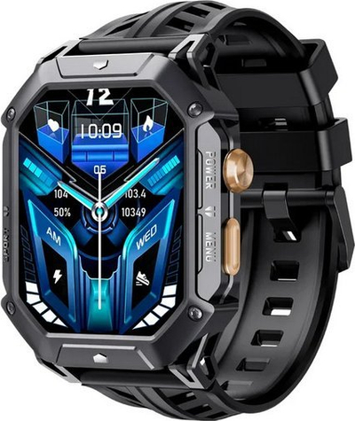 Smartwatch Rubicon, SMS dhe telefonata, matje e rrahjeve të zemrës, bateri 1000mAh, i zi