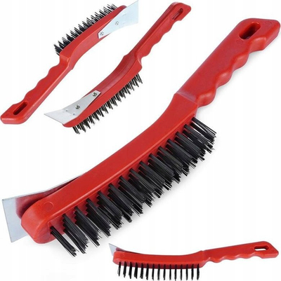Furçë pastrimi për grilë BBQ Cleaning Brush, 27.5 cm, me skraper, e kuqe