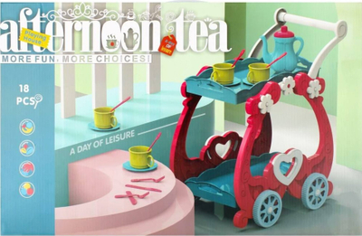 Set kuzhine lodër Mega Creative Kitchen Set Trolley Tray, me karrocë dhe tabaka, plastik