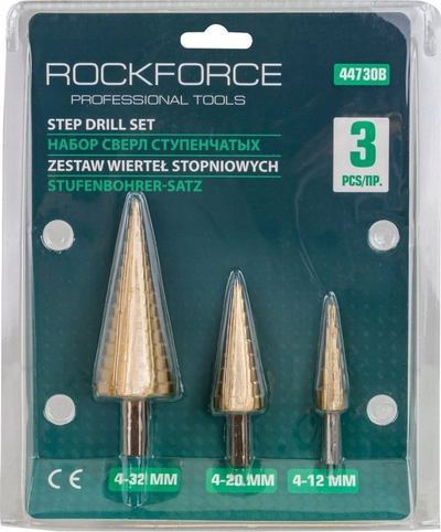 Set stërlla shkallë Rockforce RF-44730B, 3 copë, për metal dhe plastike