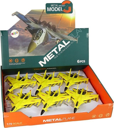 Avion lodër Leantoys Friction-Powered Fighter Plane, shkalla 1:72, me mekanizëm me fërkim, i verdhë
