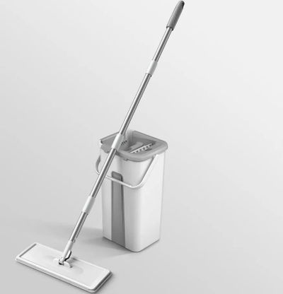 Set mop Promis Ultramop MS106N, kovë me dy dhoma, koka 360°, ngjyrë gri