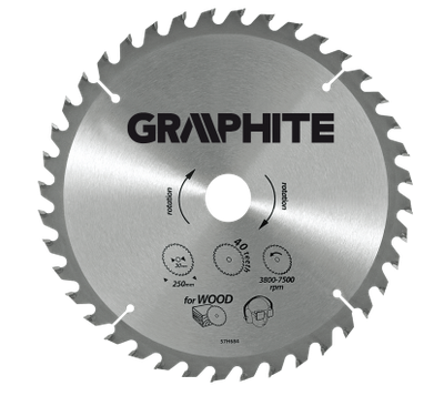 Teh sharrë rrethore Graphite 55H604, 180mm, 40 dhëmbë, gri