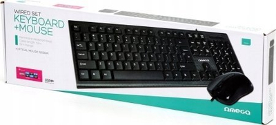 Set tastjere dhe miu Omega OKM-09, me kabllo, 1200 DPI, i zi