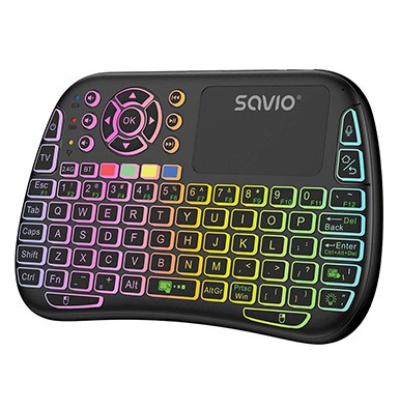 Tastierë e vogël wireless Savio KW-04, ARGB, me touchpad, e zezë