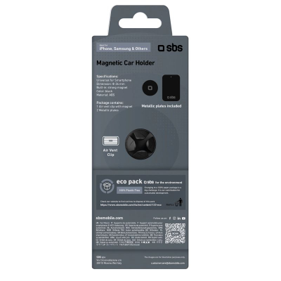 Mbajtëse magnetike për makinë SBS Magnetic Car Mount, për grilën e ajrit, universale për telefon, e zezë