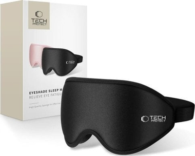 Maskë gjumi Tech-Protect 3D Memory Foam, rrip i rregullueshëm, e zezë