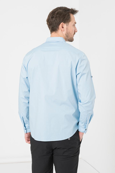 Këmishë për meshkuj, me mëngë të gjata, slim fit, e bardhë