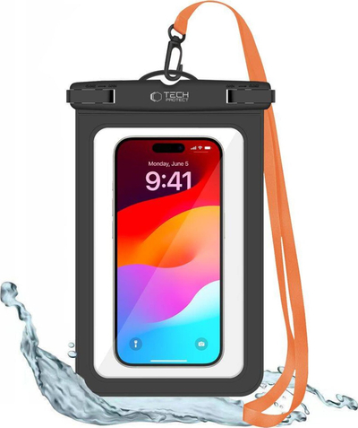 Mbulesë uji-rezistente universale Tech Protect UWC9, deri 8.9\", IPX8, e zezë portokalli