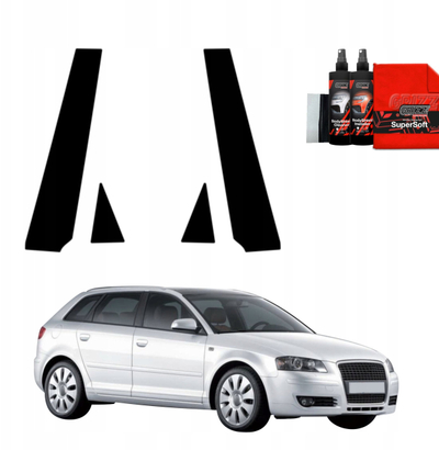 Folie mbrojtëse për shtyllat B C Audi A3 8P Hatchback 5 dyer, set 4 copë, shkëlquese, e zezë