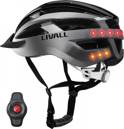Helmet biçiklete e zgjuar Livall MT1, Bluetooth, me drita LED, gri me të zezë