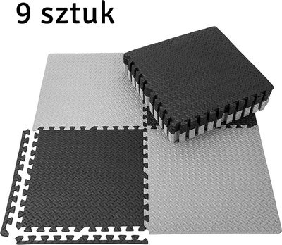 Tapet dyshemeje puzzle FT57, 180x180cm, set 9 pjesë, gri e zezë