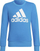 Bluzë sportive Adidas Performance me logo, me mëngë t'gjata, pambuk, blu me të bardhë