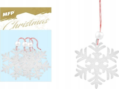 Varëse zbukurimi për pemë MFP Snowflake, set 3 copë, dru, ngjyrë argjendi