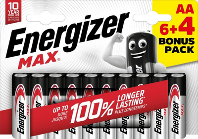 Bateri alkaline Energizer Max AA, paketim, ngjyrë argjendtë