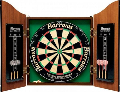 Сет за дартс Harrows Pro Choice Dartboard, дрвен кабинет Rosewood, повеќебоен