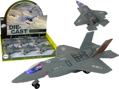 Avion lodër Leantoys me fërkim 1:72, metal, me dritë edhe tinguj, gri e errët