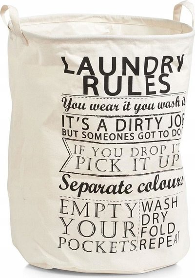 Торба за облека Zeller Laundry Rules, платно, со рачки, беж