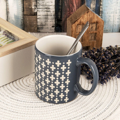 Керамичка шолја Blue Ceramic Mug, за микробранова, за машина за садови, сина