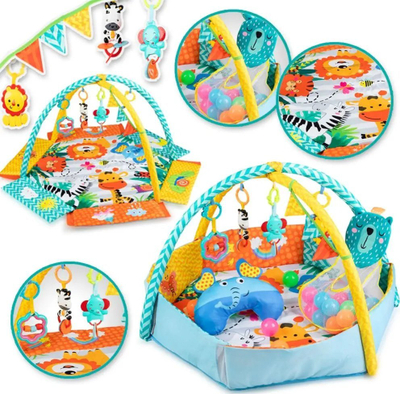 Tapet lojrash MULTI Educational Mat, me hark lojrash, me 30 topa, shumëngjyrësh