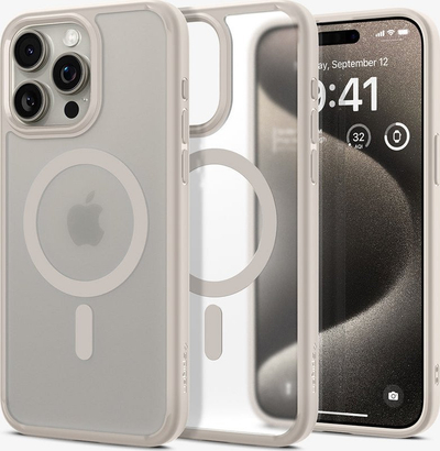 Mbrojtëse telefoni Spigen Ultra Hybrid Mag MagSafe për iPhone 15 Pro, Frost Natural Titanium