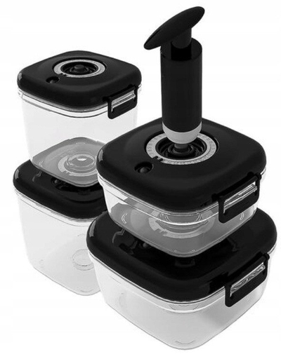 Set ena me vakum MG HOME Clever Kitchen, 4 copë, me pompë, të zeza