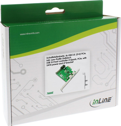 Adapter USB InLine 76666E, PCIe 2.0 low profile, 4x USB 3.0, i zi