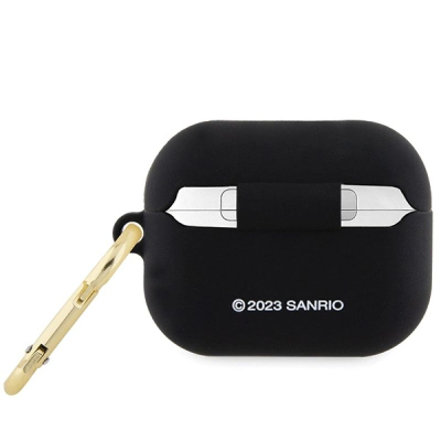 Kës i silikoni Hello Kitty për AirPods Pro, liquid silicone, me karabinë, i zi