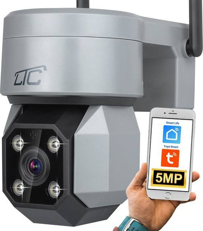 Kamerë sigurie e jashtme LTC Vision, IP WiFi PTZ, 5MP, gri e zezë