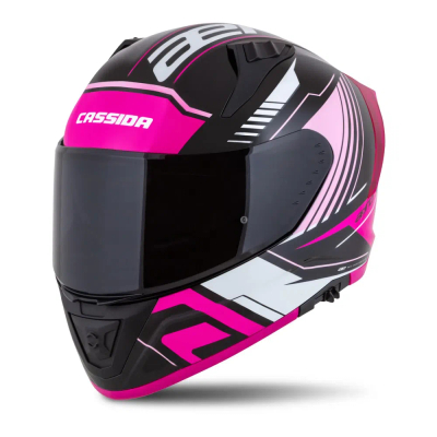 Helmetë moto CASSIDA Aero Drome, madhësia S, e zezë metalike rozë e bardhë