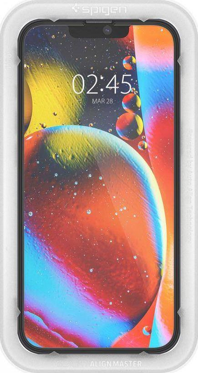 Xham mbrojtës Spigen AlignMaster për iPhone 13 13 Pro, 9H, 2 copë, i zi