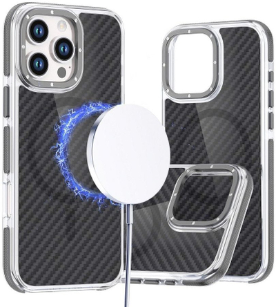 Kapak mbrapa COFI Fiber Case për iPhone 17 Pro, unazë magnetike, gri