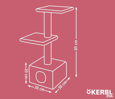 Дрво за грицкање за мачки Кербл Венус Свит, со куќичка, две платформи, црно