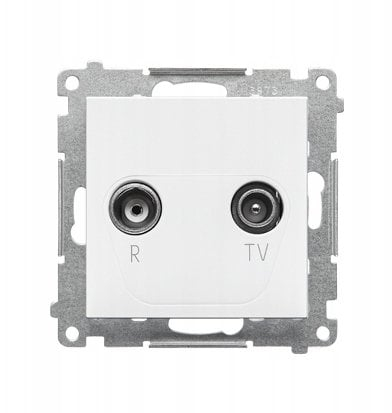 Приклучок за антена Simon 55 R-TV, 10 dB, за проточни линии, бел