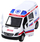Lodër furgon autoambulancë metal, 1:32, me tërheqje mbrapa, drita edhe zhurma, e bardhë