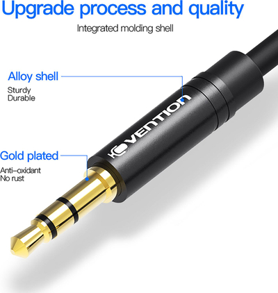 Kabllo splitter audio Vention, 2x 3.5mm në 3.5mm 4-Pole, 0.3m, e zezë