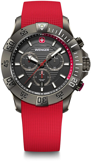 Orë dore burrash Wenger Sea Force Chrono, e kuqe