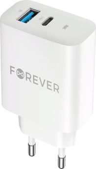 Karikues muri Forever 30W, USB C PD, USB A QC 3.0, i bardhë